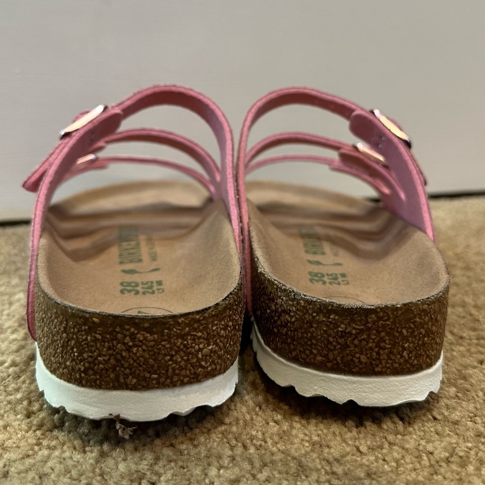 BIRKENSTOCK Florida Fresh Shinny Snake Rose Vegan Sandals Size 38 N - Picture 7 of 8